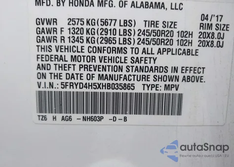 2017 Acura Mdx Technology Package z USA, uszkodzony, nr VIN 5FRYD4H5XHB035865